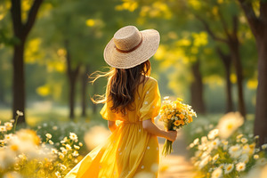 Young woman in a flowing summer dres, a Person Photo by Volff