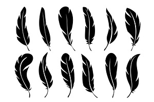 Bird feather icons. Quill pen, an Object Illustration by Vector Tradition