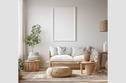 Mockup Frame in a Modern Living Room, an Architecture Photo by GFXCity