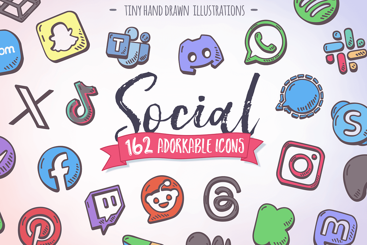 Hand-drawn Social Media Icons, a Solid Icon by Good Stuff No Nonsense (Photo 1 of 13)