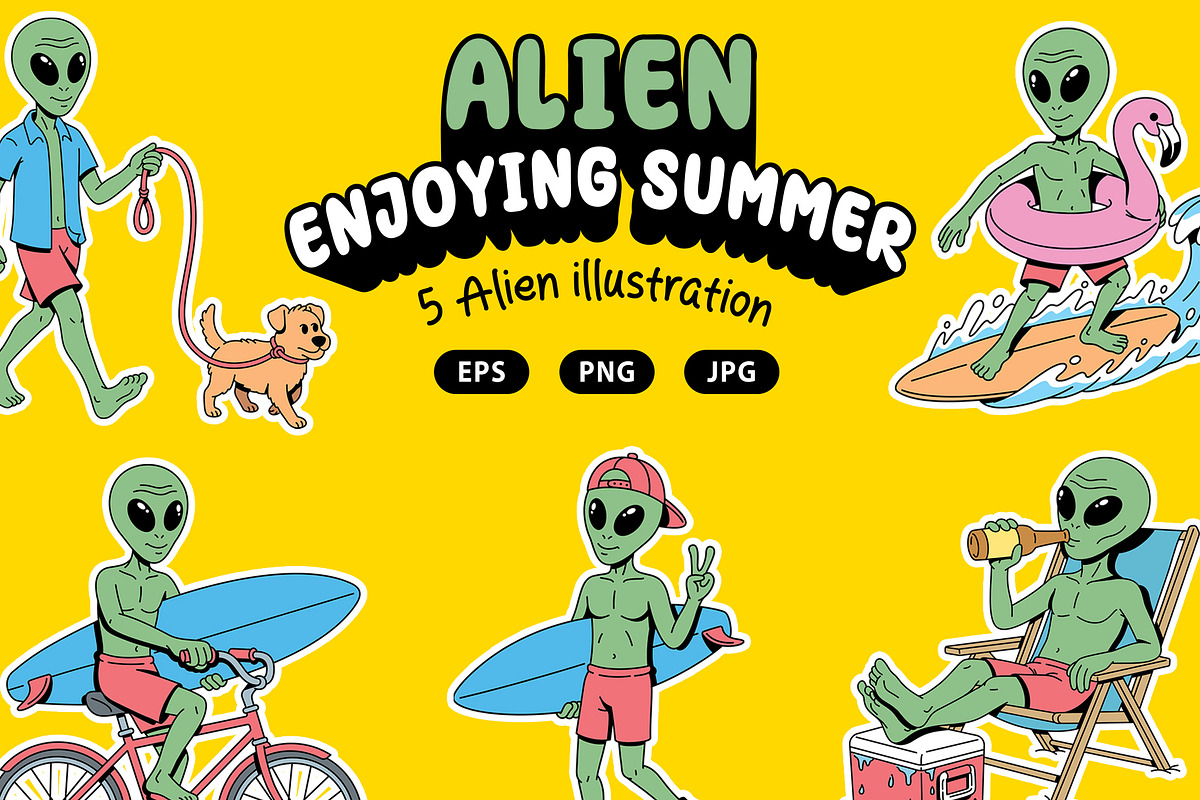 Alien: 5 illustrations enjoy summer, a Person Illustration by gunaonedesign (Photo 1 of 10)