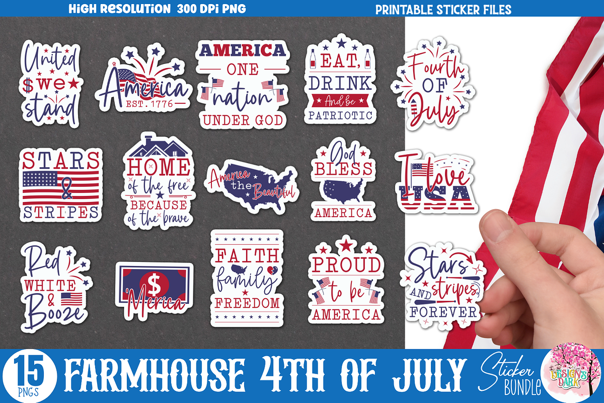 Farmhouse 4th of July Sticker Bundle, an Object Graphic by Design's Dark (Photo 1 of 10)