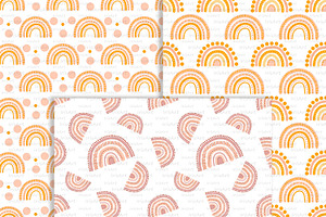 Boho Rainbow Clipart & Patterns