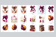 Burgundy Autumn Clipart Bundle, an Object Illustration by Daffodil Dream Studio (Thumbnail 6 of 7)