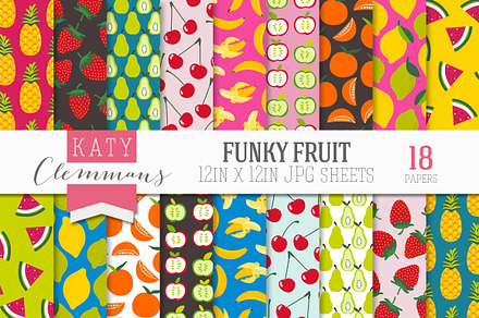 Funky Fruit digital paper pack