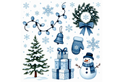Christmas Winter Blue Snow clipart, a Seasonal Illustration by Creative design (Thumbnail 2 of 7)