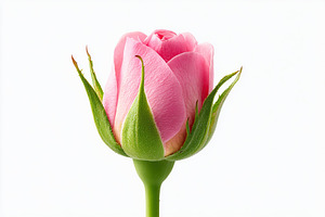 Beautiful pink rose bud standing gracefully against a light background, a Nature Photo by AlyaAnd