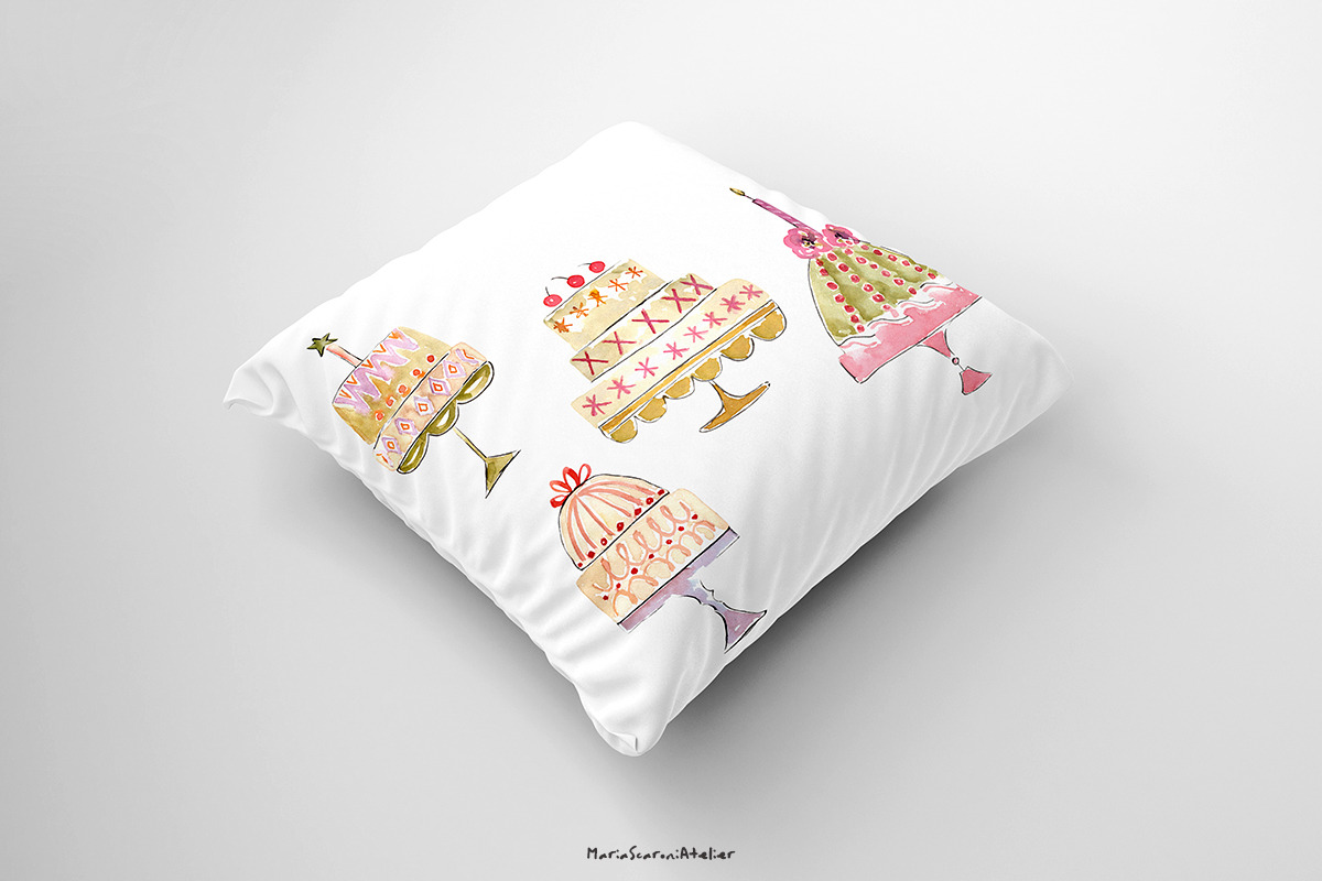 Watercolor Cakes Clipart, an Illustration by MariaScaroniAtelier (Photo 5 of 6)