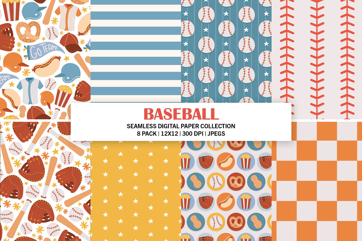 Baseball Sports Seamless Patterns, a Pattern Graphic by Alanna Messina Design Co (Photo 1 of 7)