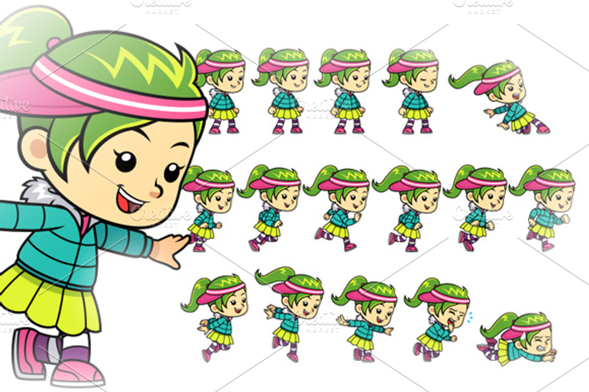 Dance Girl Game Sprites, an Illustration by mikailain