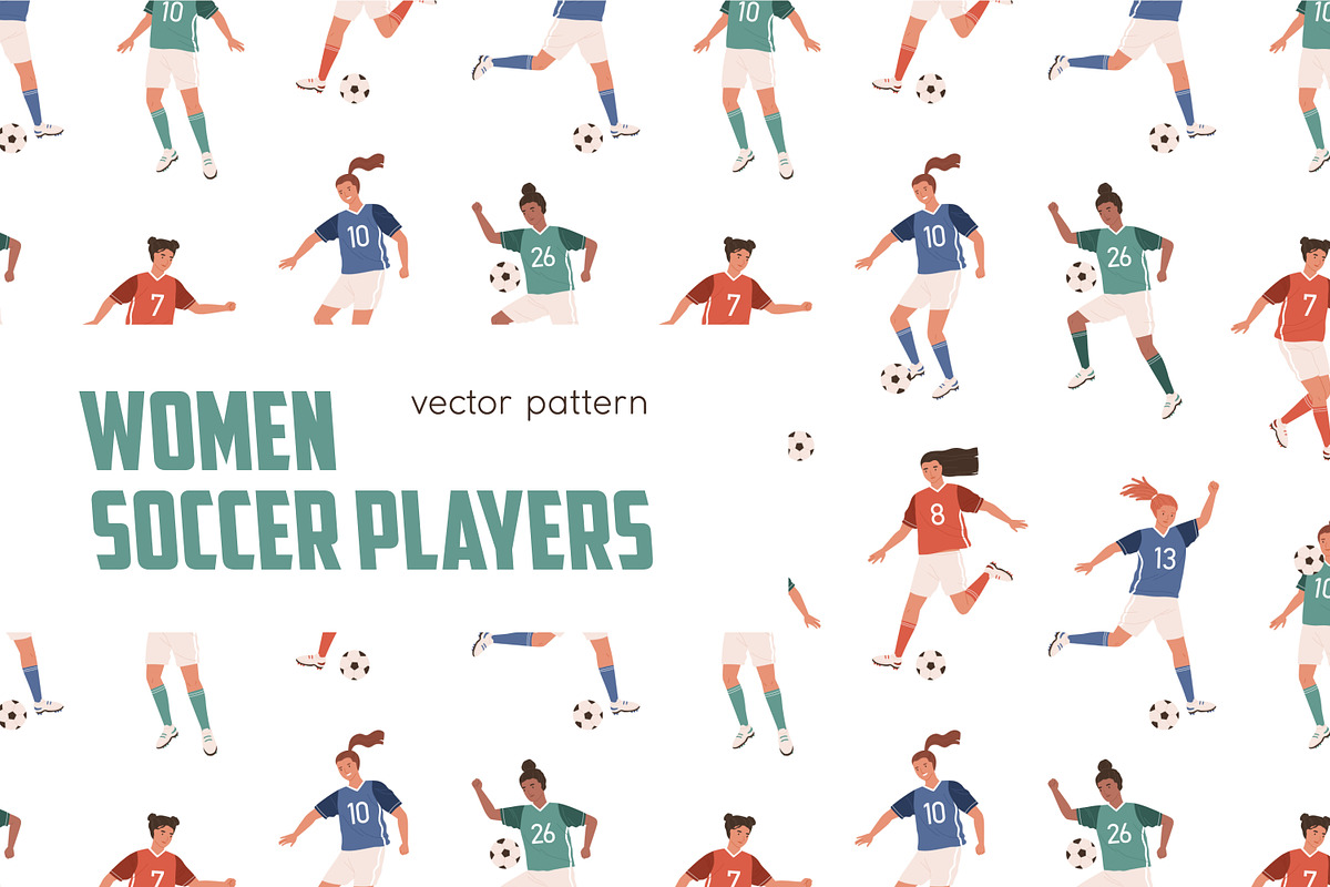 Girl soccer players seamless pattern, a Pattern Graphic by Good Studio (Photo 1 of 4)