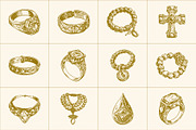 Vintage Jewellery Illustration Set, a Decorative Illustration by Prosymbols (Thumbnail 7 of 8)