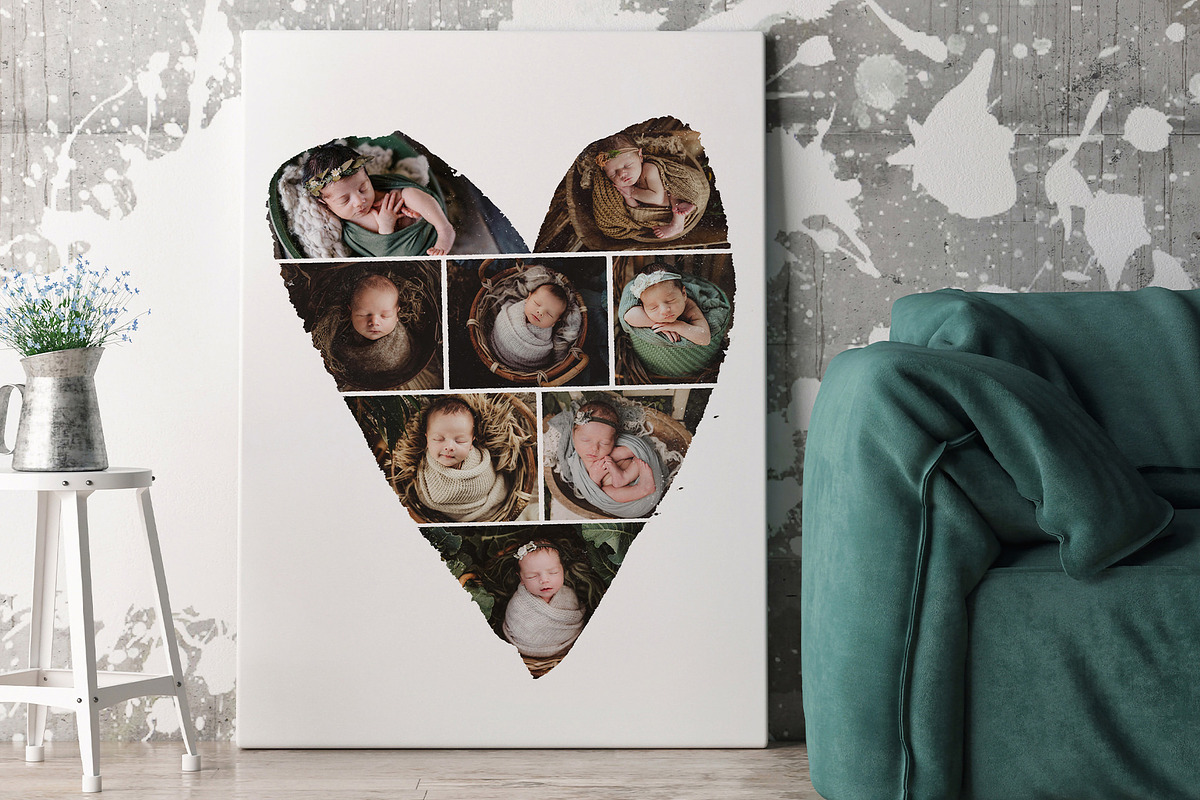 Heart Shaped Collage with watercolor, a Shape Add-On by BrownLeopard (Photo 6 of 9)