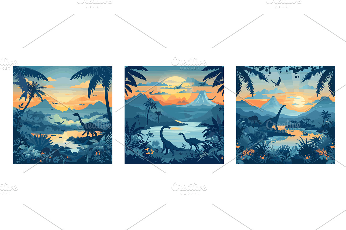 Dinosaurs landscape cartoon vector, an Animal Illustration by Stock-Smart-Start