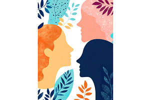 Colorful abstract profiles with, an Illustration by Lermont51