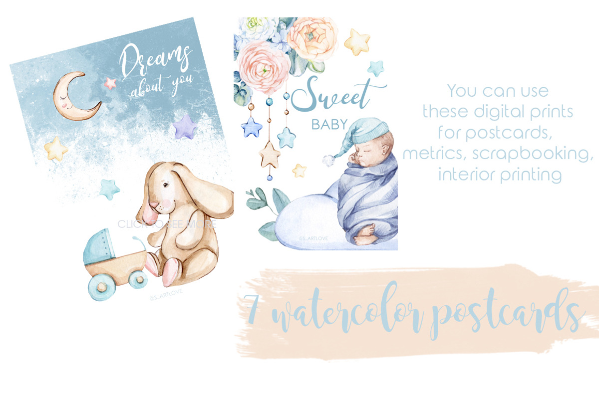 Watercolor NEW Honey Baby BOY, an Animal Illustration by S_ARTLOVE (Photo 8 of 9)