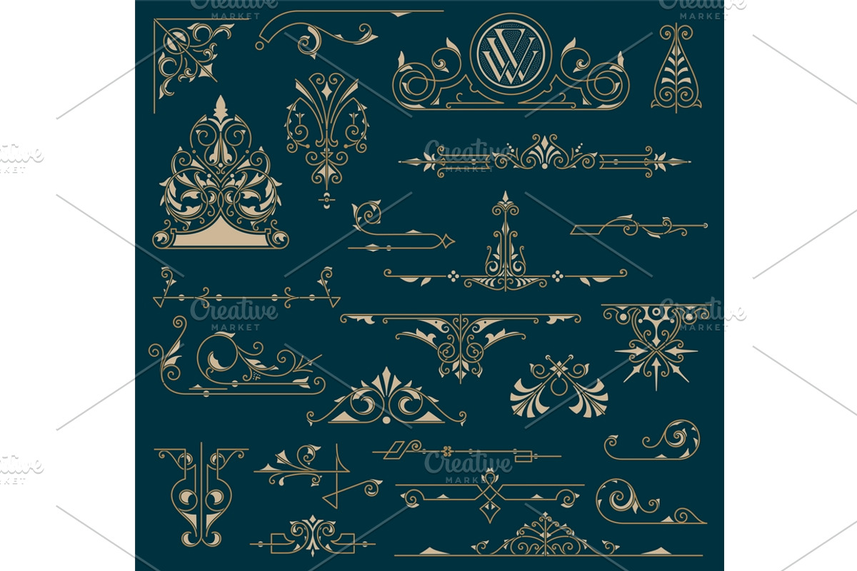 Vintage Ornaments, a Decorative Illustration by OneVectorStock