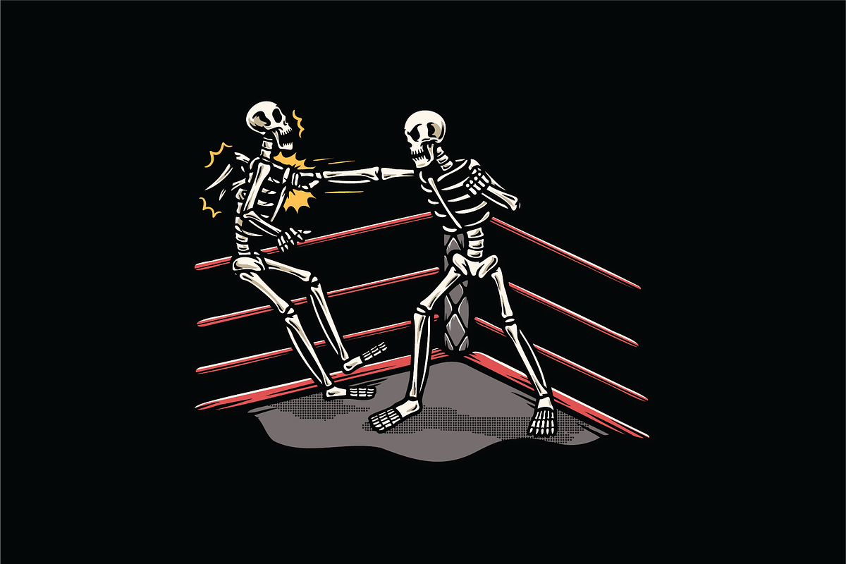 Skeleton Boxing Match, an Object Illustration by nomlimo.com (Photo 1 of 3)