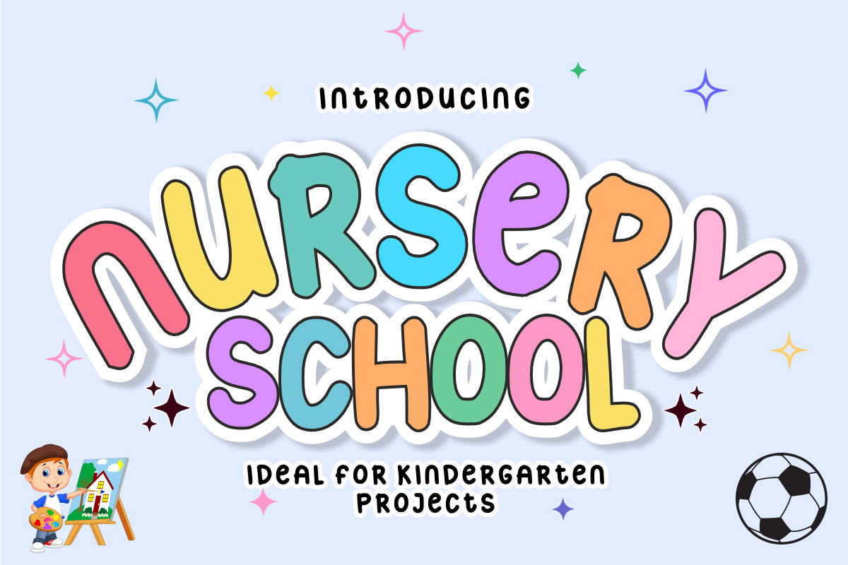 Nursery School - Bubbly Display Font, a Handwritten Font by KiddoGlyphs Studio (Photo 1 of 5)