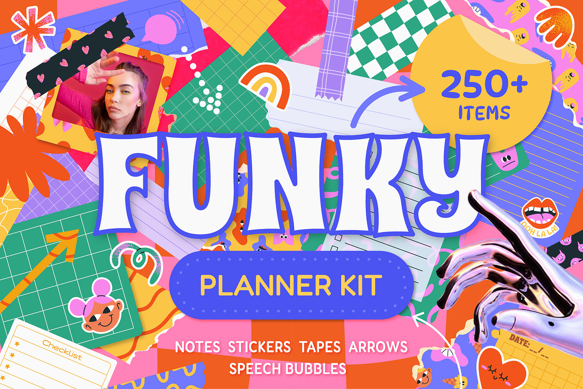 250+ Funky Digital Planner Kit, a Decorative Illustration by IuliiaSavko (Photo 1 of 22)