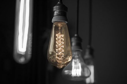 Vintage Lamp light in dark room 