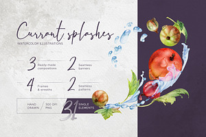 Currant splashes in watercolor