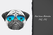 Pug Dog / Summertime, an Animal Illustration by Victoria_Novak (Thumbnail 1 of 3)