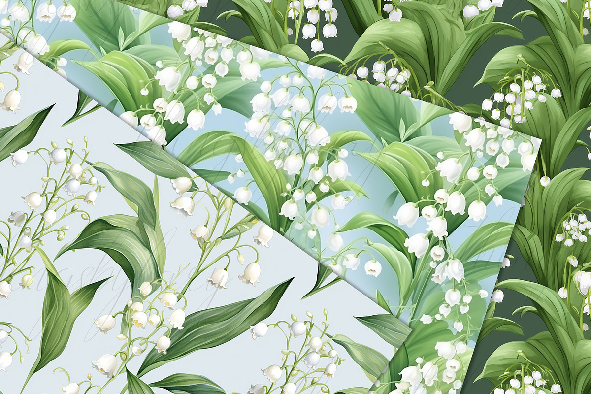 Seamless Lily of the Valley Papers, a Pattern Graphic by ThingsbyLary (Photo 4 of 10)