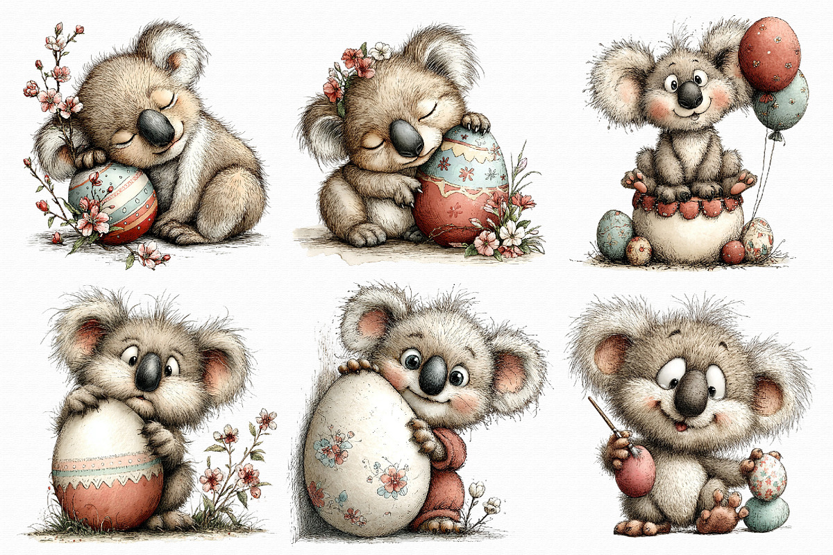 Whimsical Easter Koala Clipart, an Illustration by Libby Wishes (Photo 2 of 7)