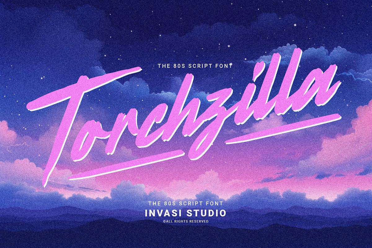 Torchzilla - Retro Script, a Script Font by Invasi Studio (Photo 1 of 10)