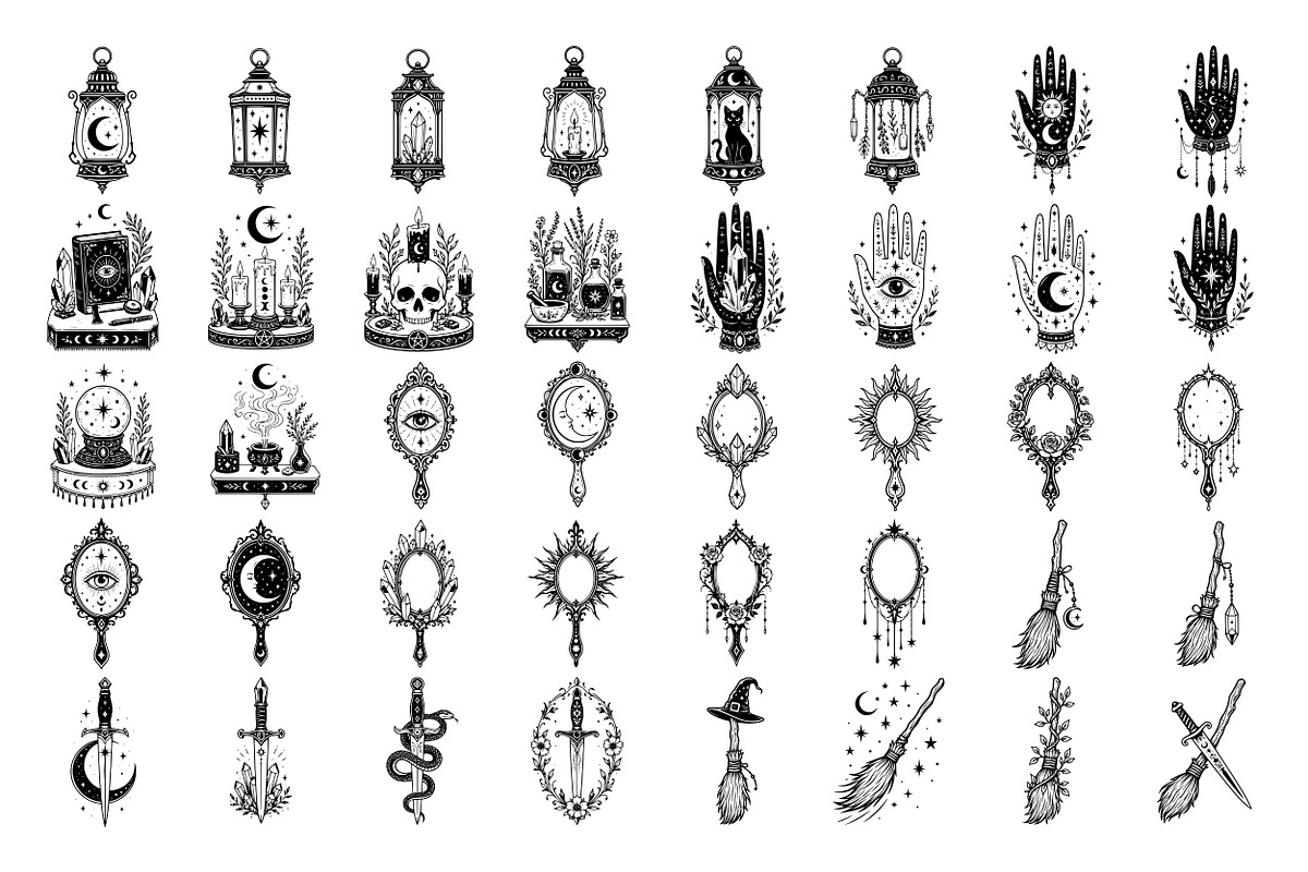 Celestial Witchcraft Line Art, a Decorative Illustration by DENIDigitalArtSudio (Photo 5 of 8)