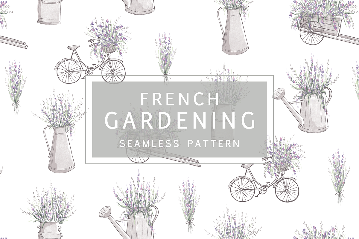 Watercolor Lavender Pattern, a Pattern Graphic by Lady Bruniere Design (Photo 1 of 14)
