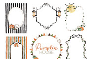 Pumpkin House Watercolor Clipart, a Decorative Illustration by Beigetime (Thumbnail 9 of 13)