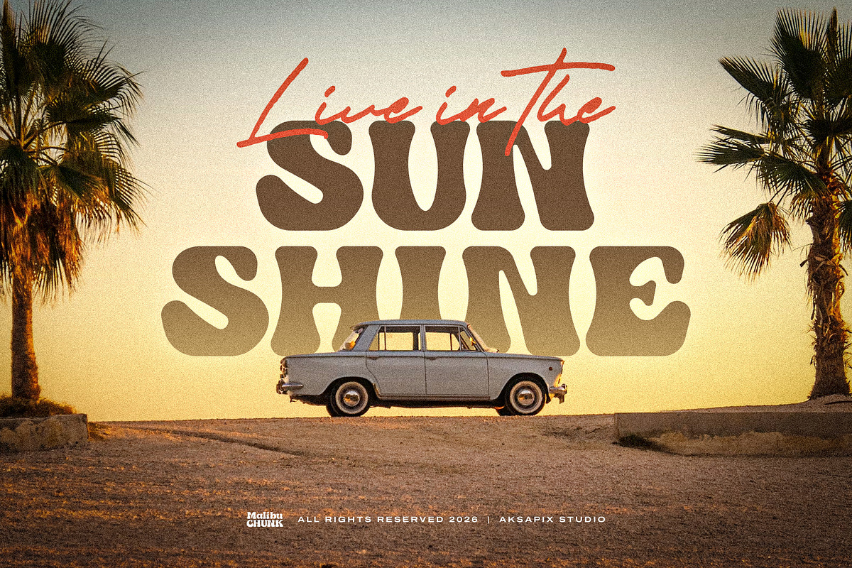 Malibu Chunk - Retro Groovy Font, a Sans Serif Font by Aksapix Studio (Photo 6 of 8)