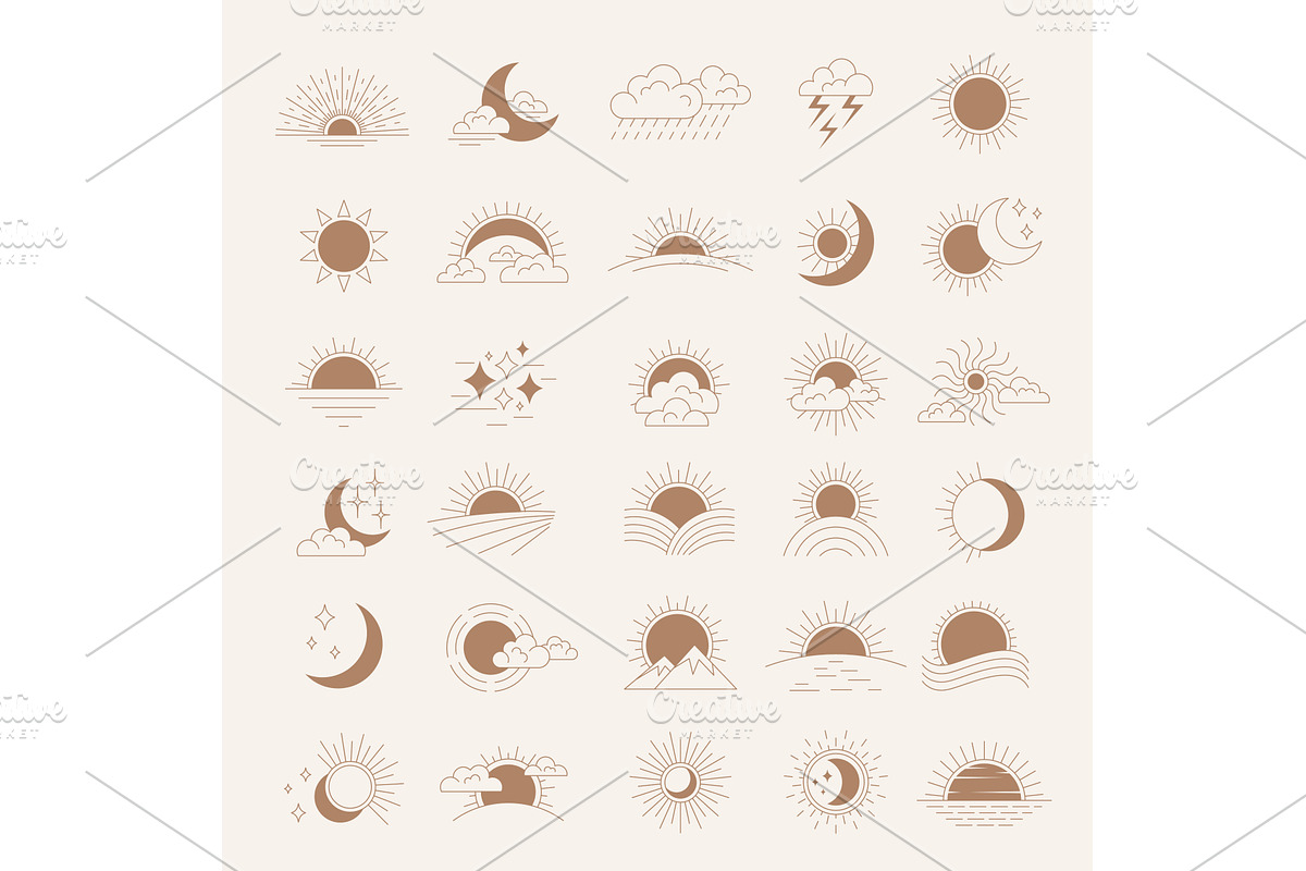 Sun rising. Labels or logo set with, a Graphic by Onyx