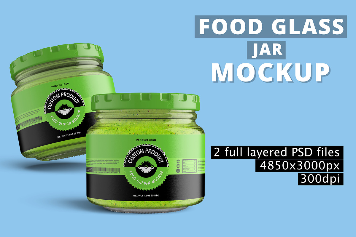 Pickle Sauce Honey Glass Jar Mockup, a Cups & Container Mockup by Digitalphaser (Photo 1 of 8)