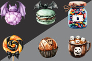 Watercolor Halloween Sweets Clipart, an Illustration by Black Bird Studio (Thumbnail 2 of 6)