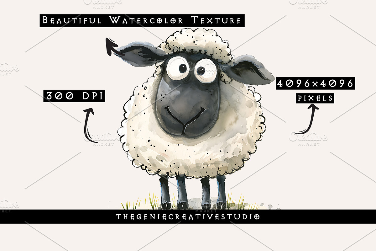 Cute Sheep PNG Clipart Set, an Animal Illustration by Geniecreativestudio (Photo 3 of 9)