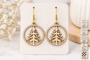 Christmas Tree Earrings Laser Cut