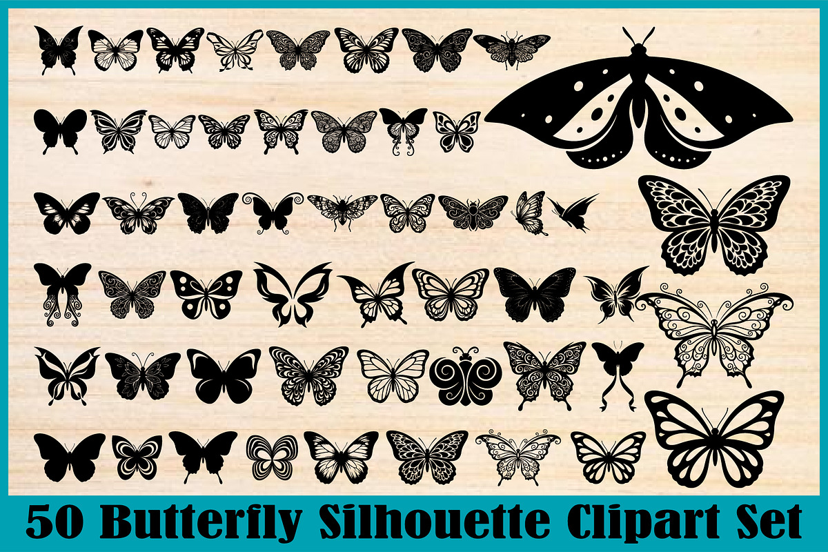 50 Butterfly Silhouette Vector, an Illustration by Gaye Art (Photo 1 of 4)