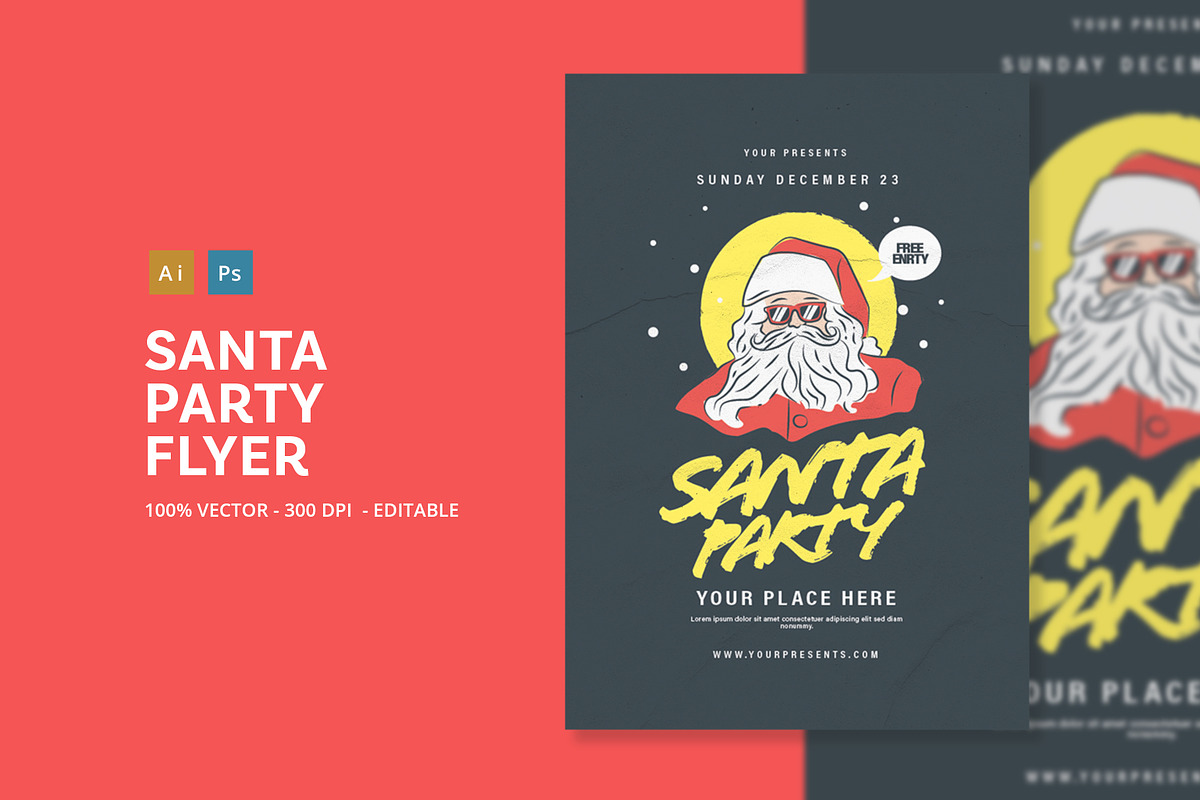 Santa Party Flyer, a Flyer Template by lilyshop