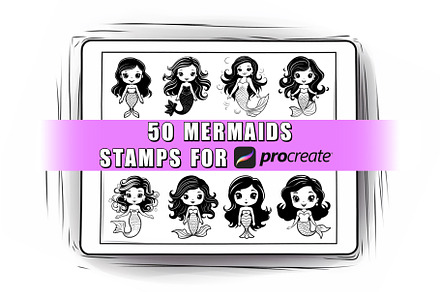 50 Mermaid Procreate Stamps Brushes