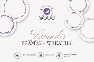 Lavender wreath flower frame png