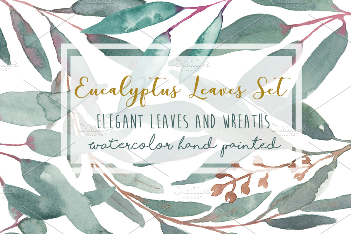 Elegant Watercolor Eucalyptus Leaves, a Texture Illustration by MaraquelaStudio (Photo 1 of 9)