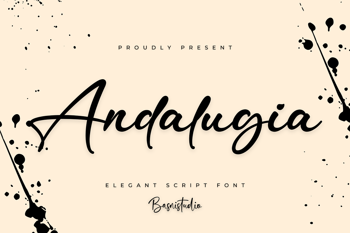 Andalugia Elegant Script Font, a Script Font by Basnistudio (Photo 1 of 9)