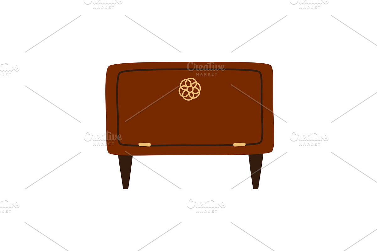 Brown wooden vintage dresser, retro, an Object Illustration by Nadzin