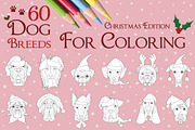 Christmas 60 Dog Breeds for Coloring, an Animal Illustration by asantosg (Thumbnail 1 of 9)