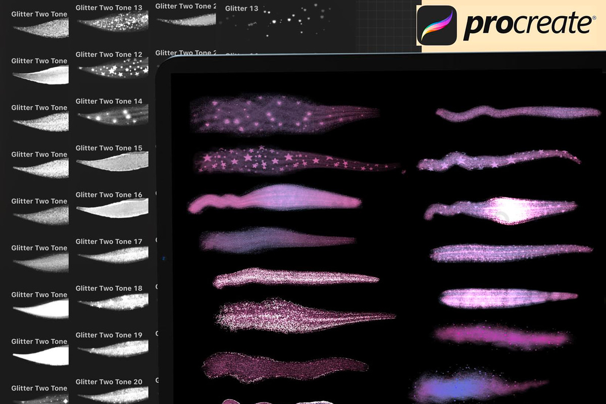 70+ Procreate Glitter Brushes, a Brush Add-On by DrawingStoryShop (Photo 6 of 6)