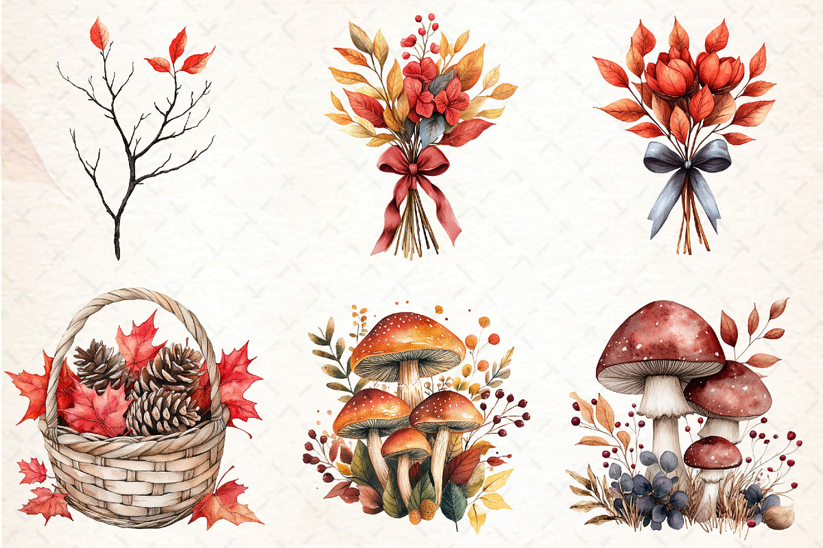Watercolor Crimson Canopy Clipart, an Illustration by DreamCafeArt (Photo 4 of 7)