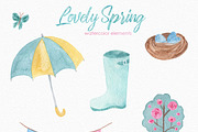 Lovely Spring Watercolor Clipart, a Decorative Illustration by LeMagiqueBoutique (Thumbnail 3 of 5)